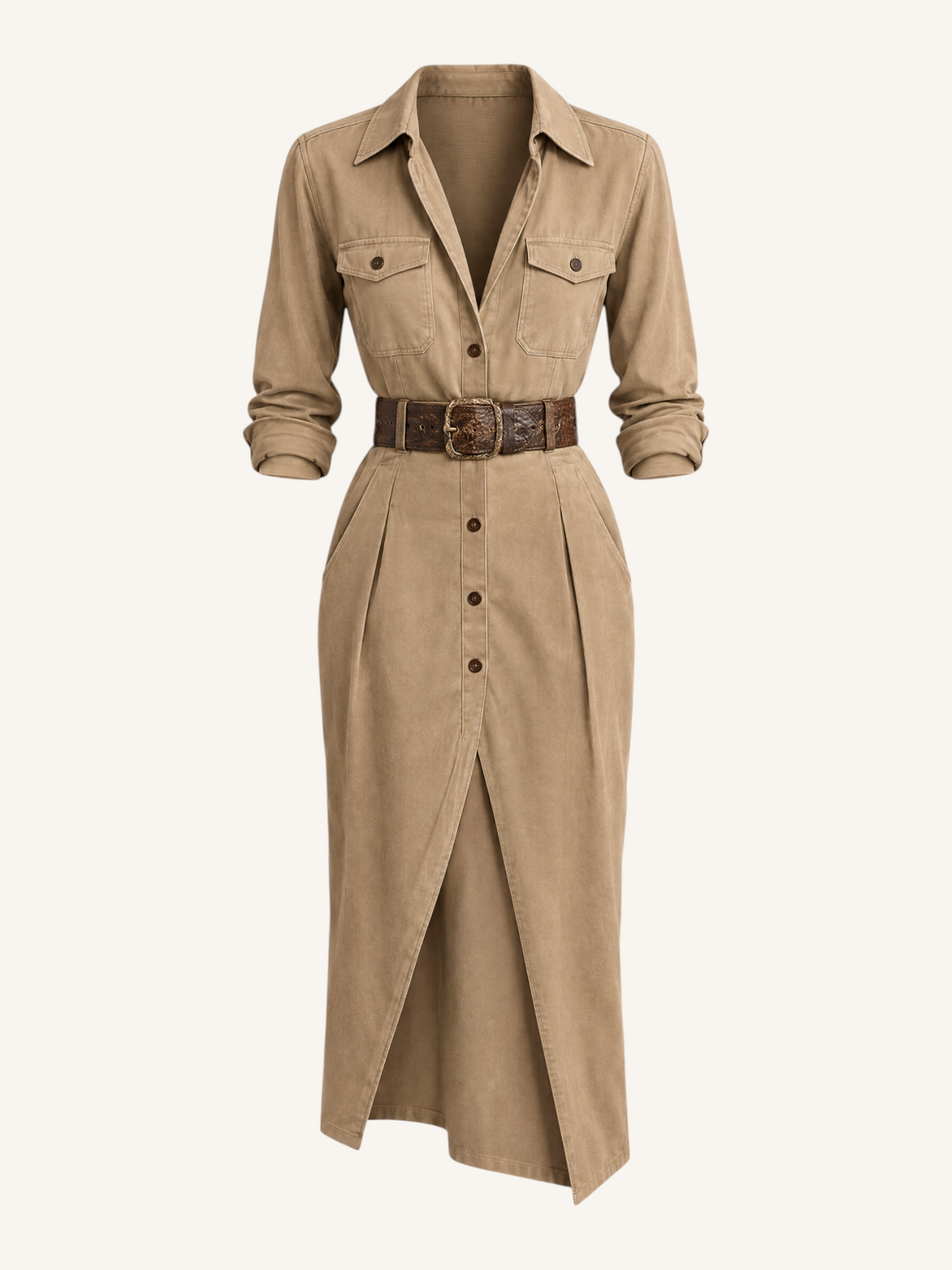 JXR3008 Asymmetric Shirt Midi Dress
