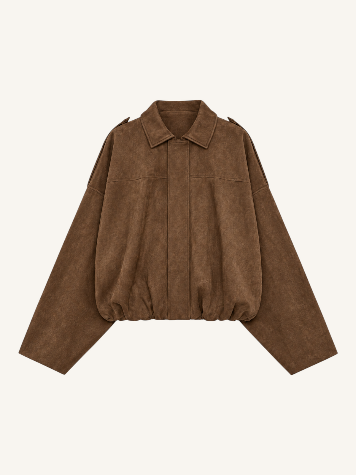 JXR1001 brown suede-effect pilot jacket front view