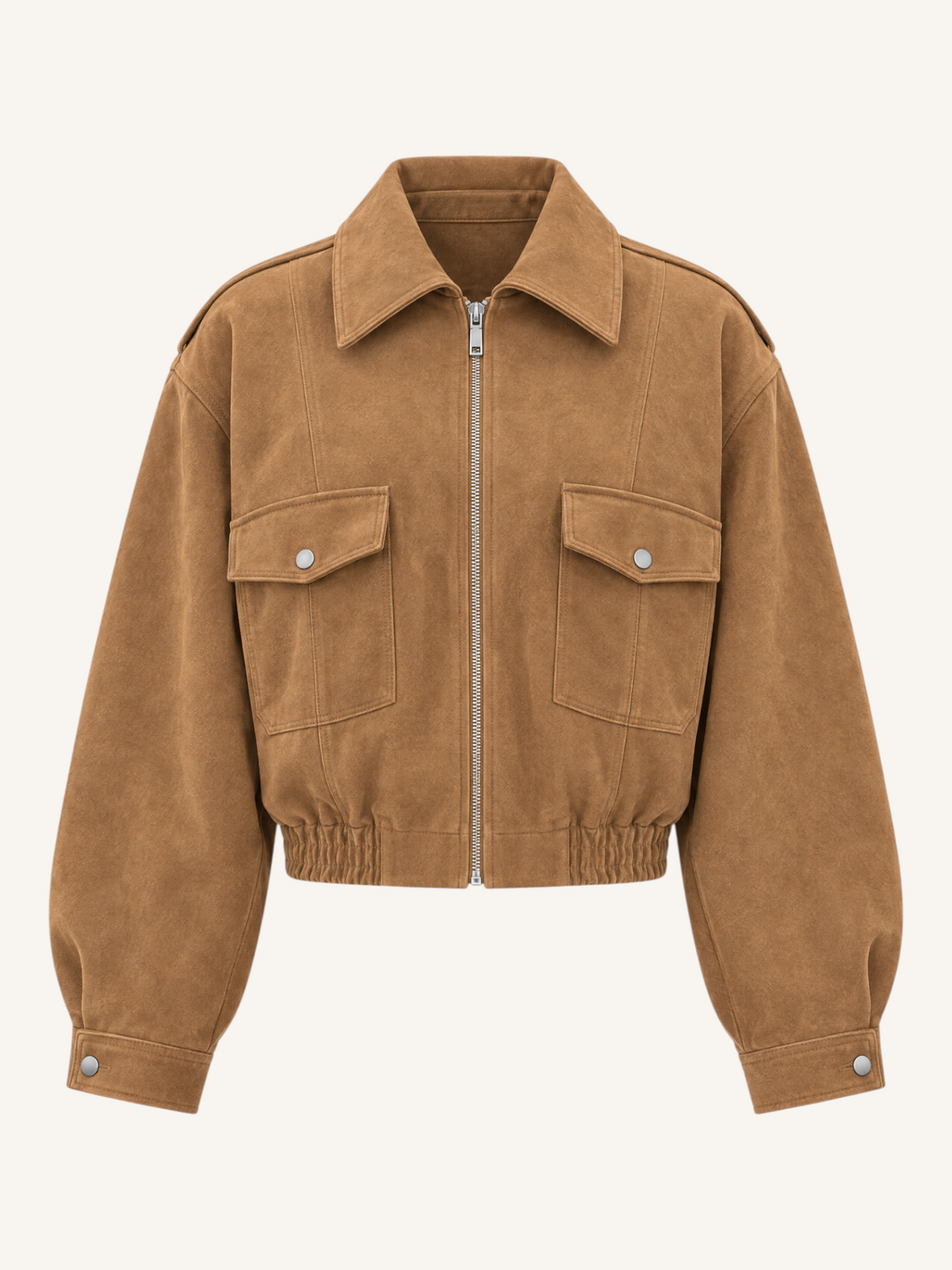 JXR0007 suede-effect cropped jacket front view