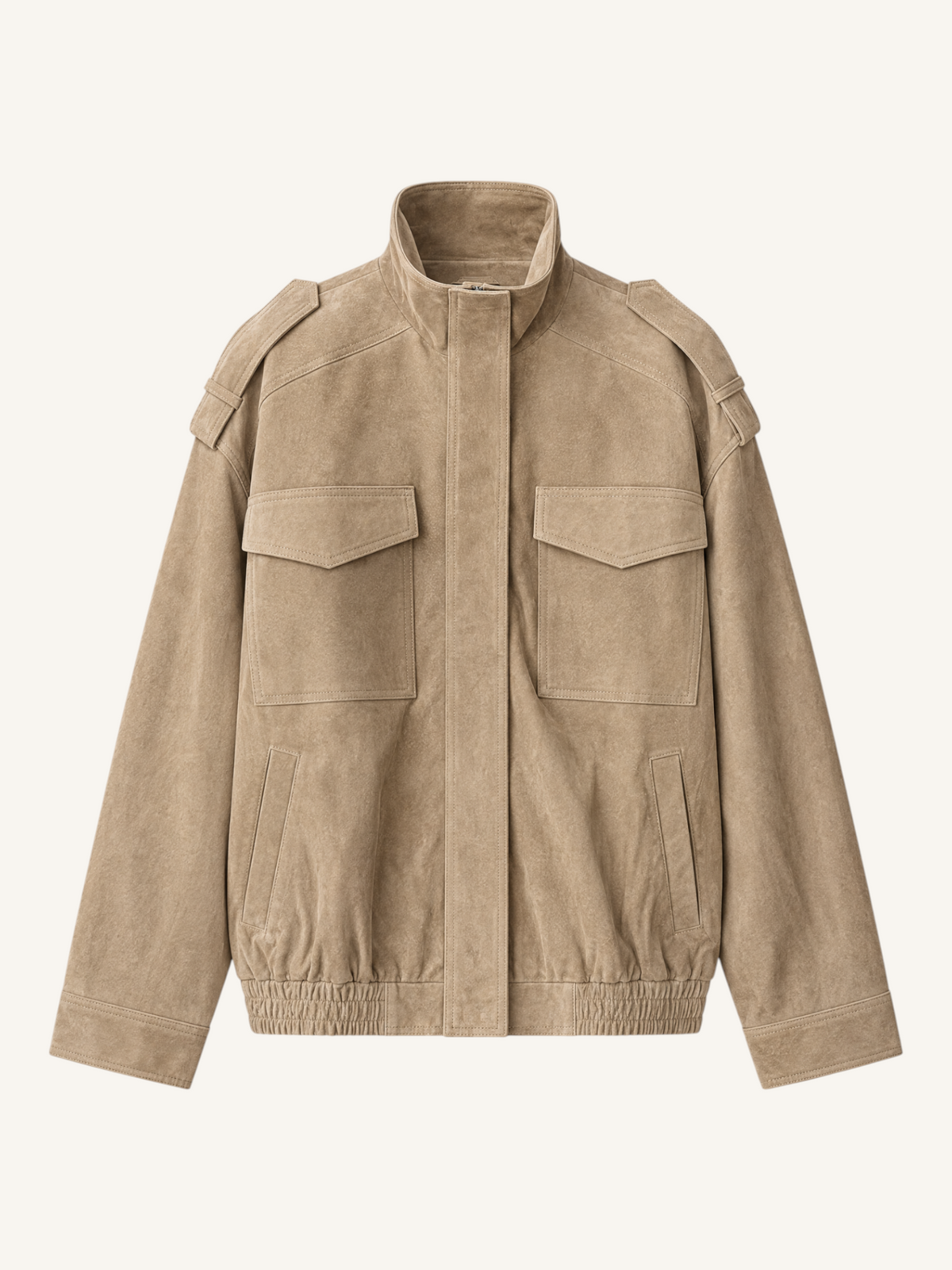 JXR1006 camel suede-effect bomber jacket front view